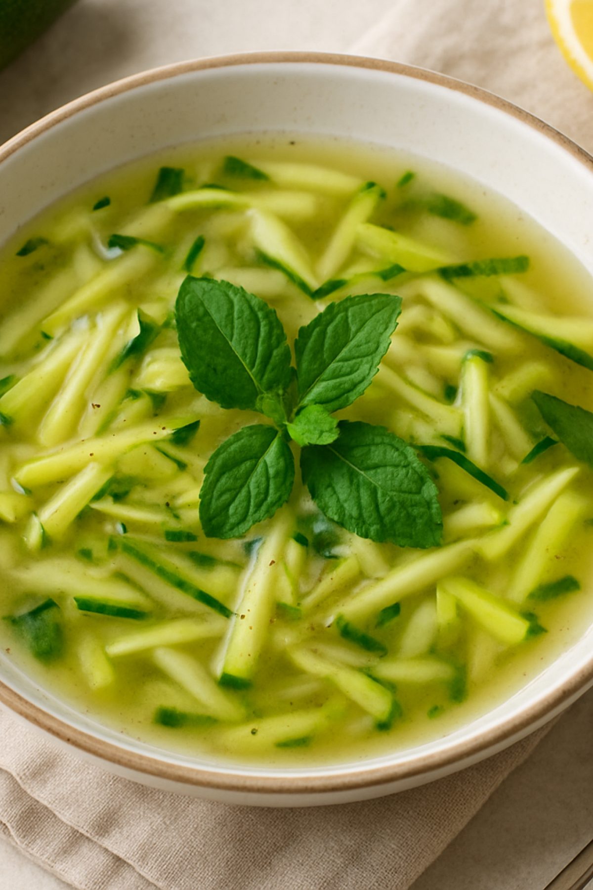 Slika jela 🥬 Bistra čorba od tikvica i mente