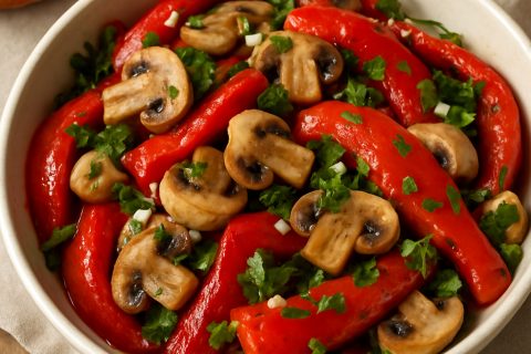 🥗 Salata od pečenih paprika, pečuraka i belog luka