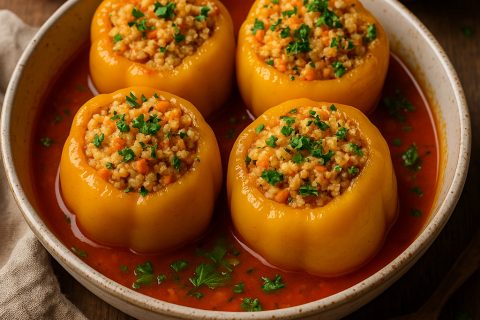 🍆 Punjene paprike sa prosom i povrćem (posno)