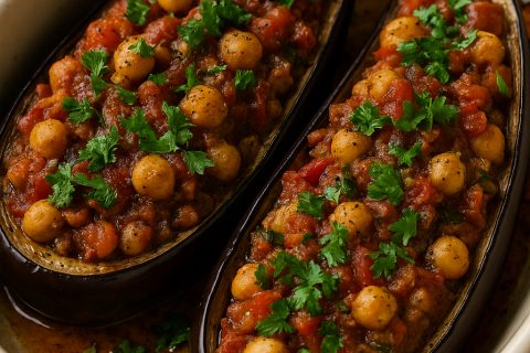 🍆 Patlidžan punjen leblebijama i paradajzom (vegan)