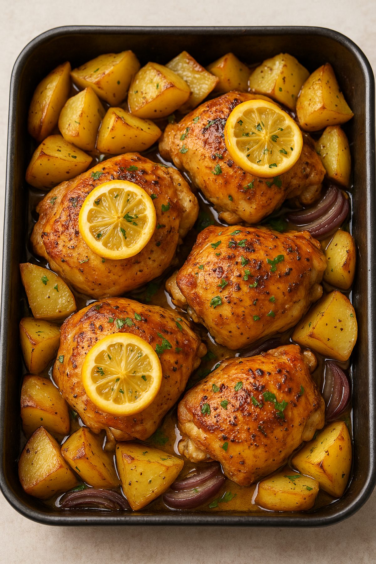 Slika jela 🐔🍋 Piletina sa limunom i krompirom iz rerne
