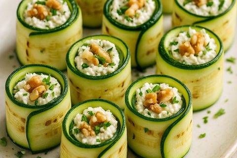 🥒🧀 Hladne rolnice od tikvica sa sirom i orasima