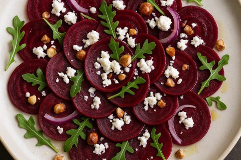🥗🍠 Carpaccio od pečene cvekle sa kozjim sirom i lešnicima