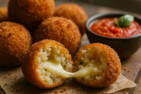 🍚🧀 Arancini (rižine kuglice) sa sirom + brzi paradajz-sos