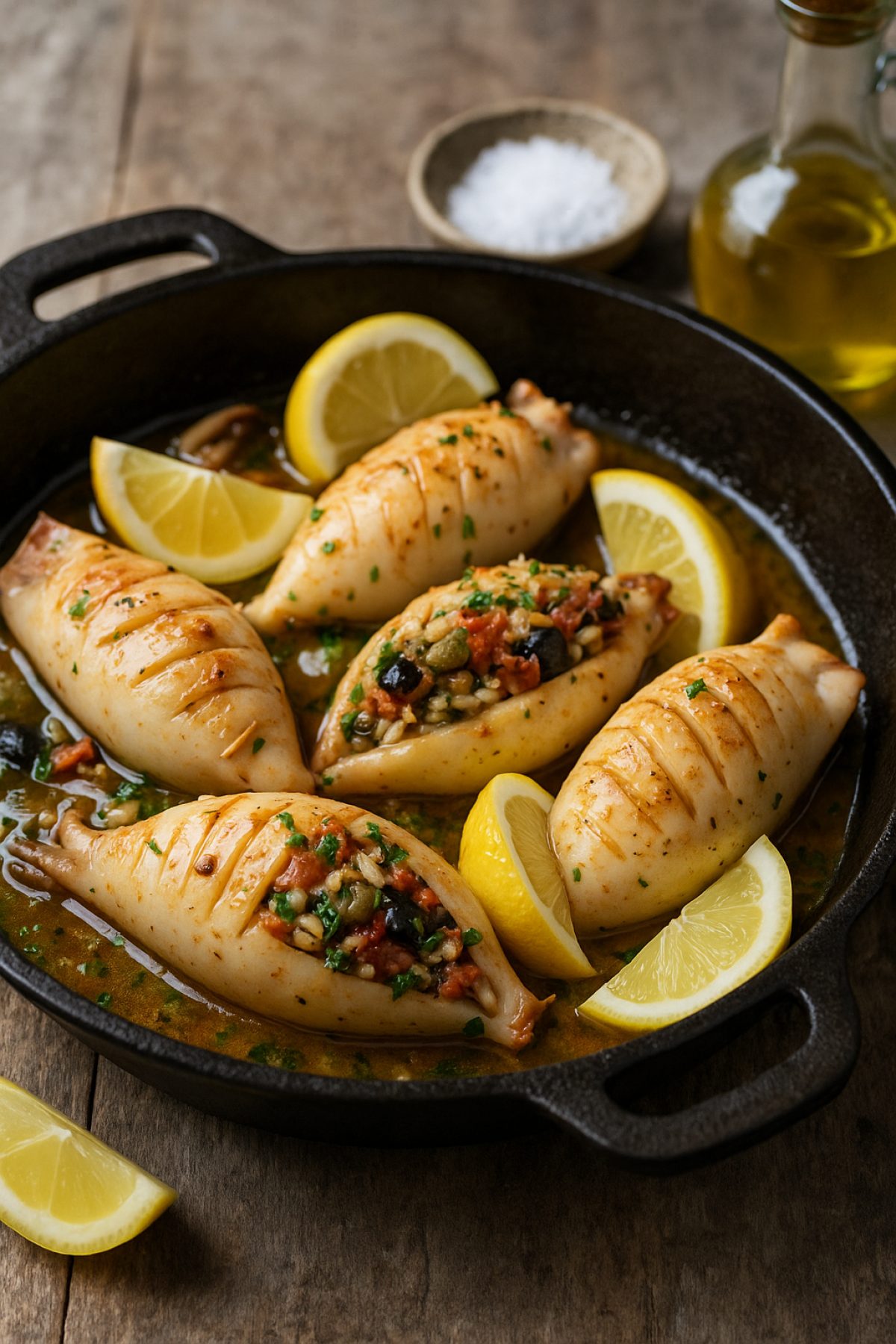 Slika jela 🦑🍋 Lignje punjene pirinčem i mediteranskim biljem (pečene u rerni)