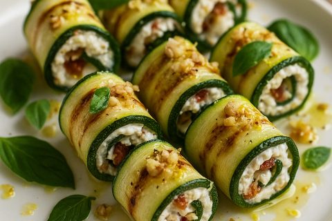 🥒🌞 Rolnice od tikvica sa rikotom, suvim paradajzom i orasima
