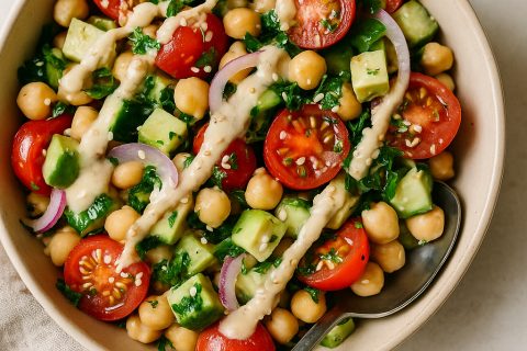 🥑🍅 Salata od leblebija, avokada i paradajza (tahini–limun preliv)