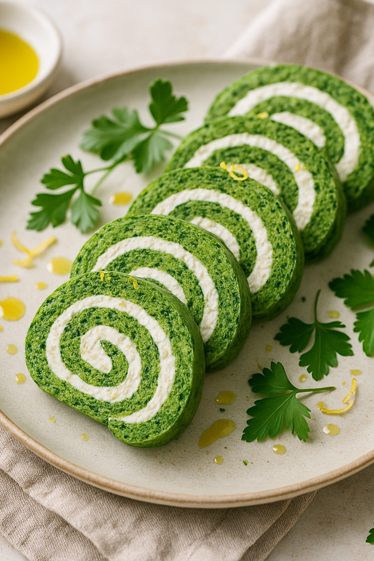 Slika jela 🌿🧀 Hladni rolat od spanaća i sira (spirala)