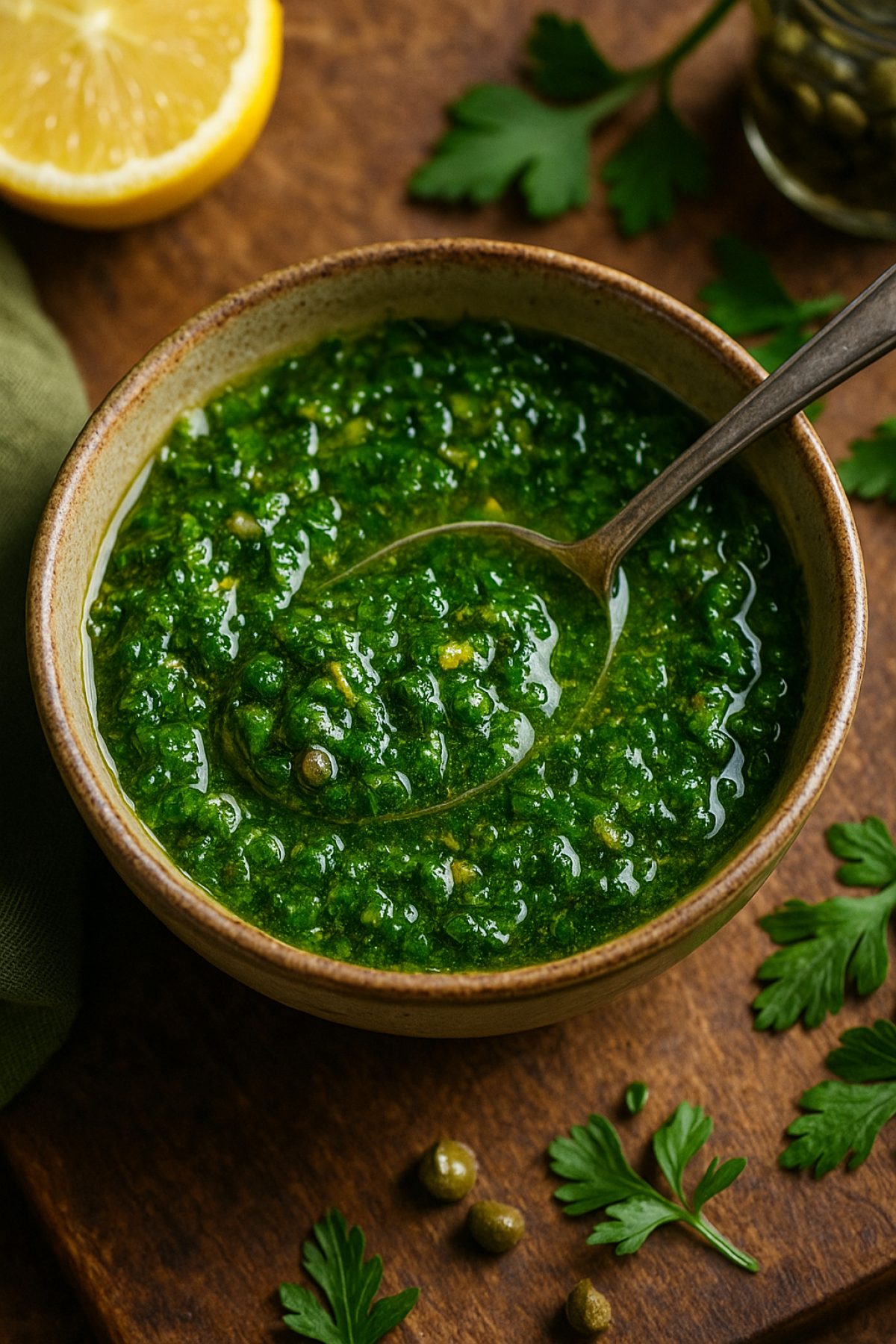 Slika jela 🌿🟡 Italijanska Salsa Verde (peršun, kapari, limun)