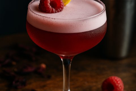 🌺🍇 Hibiskus & malina gin sour (akvafaba pena)