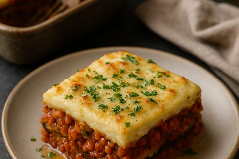 🍆🍅 Musaka od patlidžana i sočiva sa kremom od karfiola