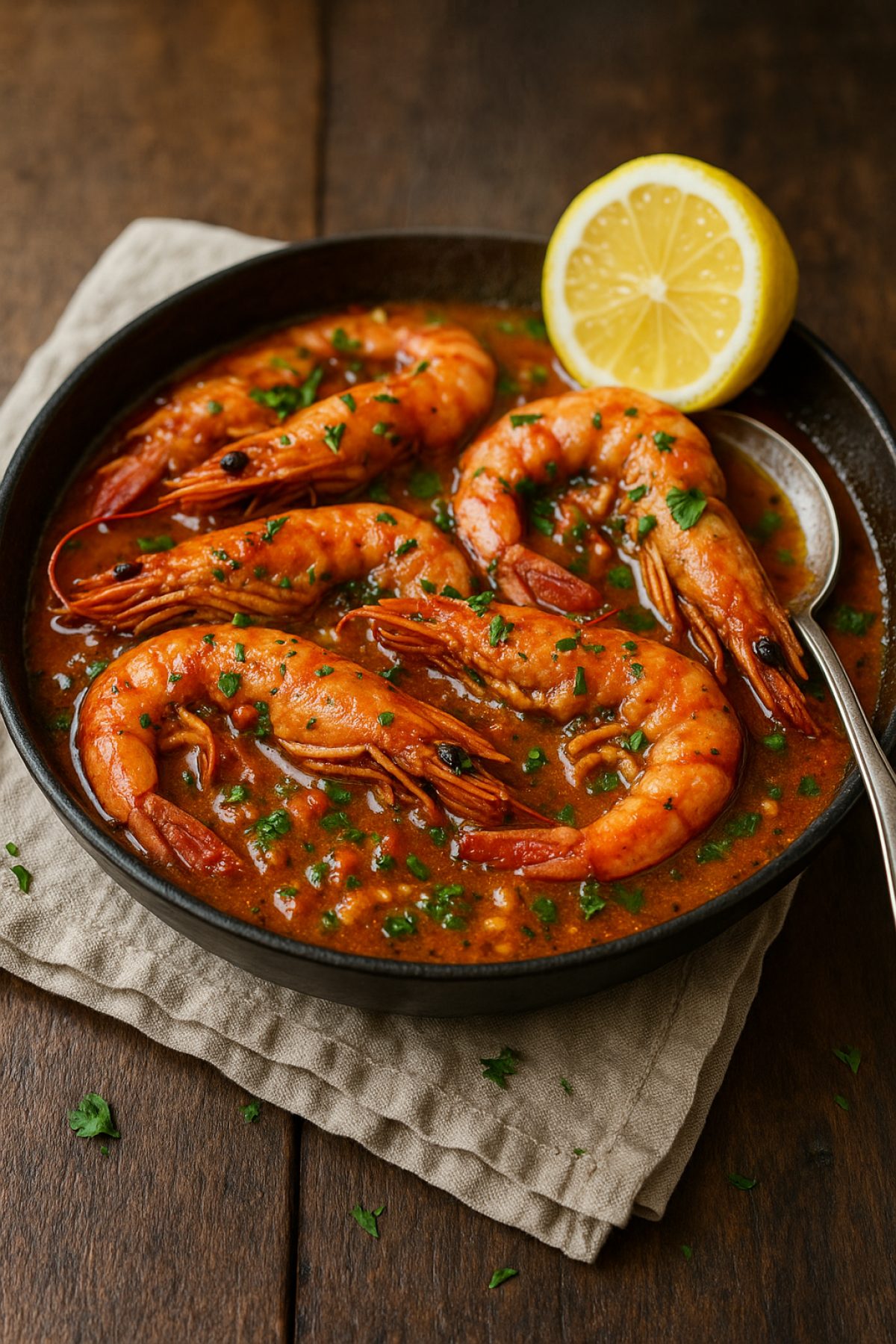Slika jela 🦐🍅 Škampi na buzaru (belo vino, paradajz, peršun)