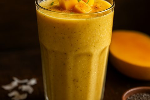 🥭🌴 Tropski mango & kurkuma smuti (kokos, limeta, chia)
