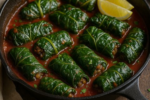 🌿🍅 Posna sarma od blitve sa heljdom i pečurkama (u paradajz sosu)