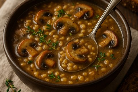 🍄🌾 Ječmena čorba sa pečurkama i povrćem (majčina dušica & limun)