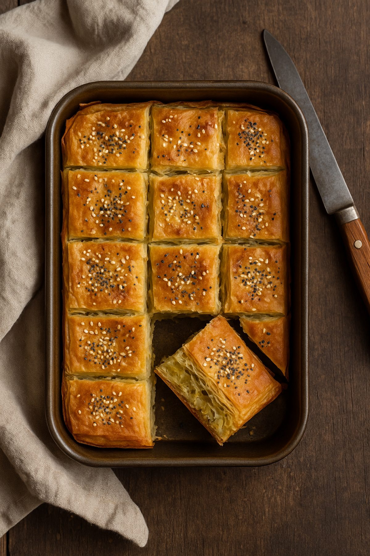 Slika jela 🧀🧅 Pita sa prazilukom i sirom (jogurt & kisela voda, hrskava korica)