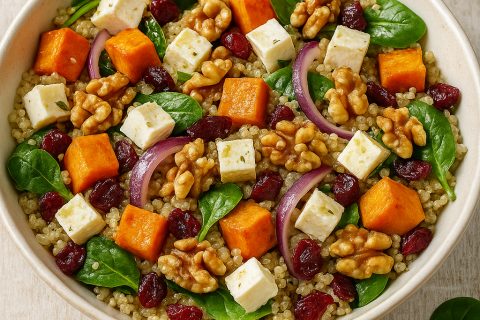 Salata od kinoe, pečenog batata i fete – napravi ručak u činiji za 1 sat 🥗🍠