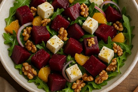 Salata od pečene cvekle sa fetom, orasima i rukolom – ispeci, iseckaj, preliji i posluži 🥗💜
