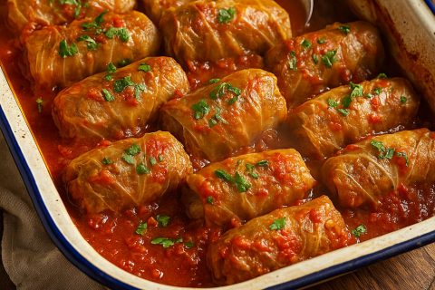 Posna sarma od kiselog kupusa sa pirinčem i pečurkama – zamotaj, prelij i zapeči 🥬🍲