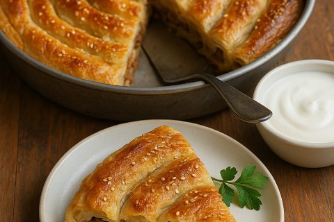Burek sa mesom u spiralnoj tepsiji – razvuci, filuj i zapeči do zlata 🥩🥟