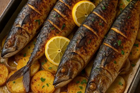 Skuša iz rerne sa krompirom i lukom – složi tepsiju za 40 minuta 🐟🔥