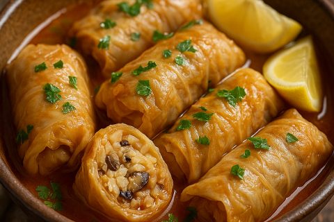 Posna sarma od kiselog kupusa s pečurkama – zamotaj, krčkaj, uživaj 🍲🥬