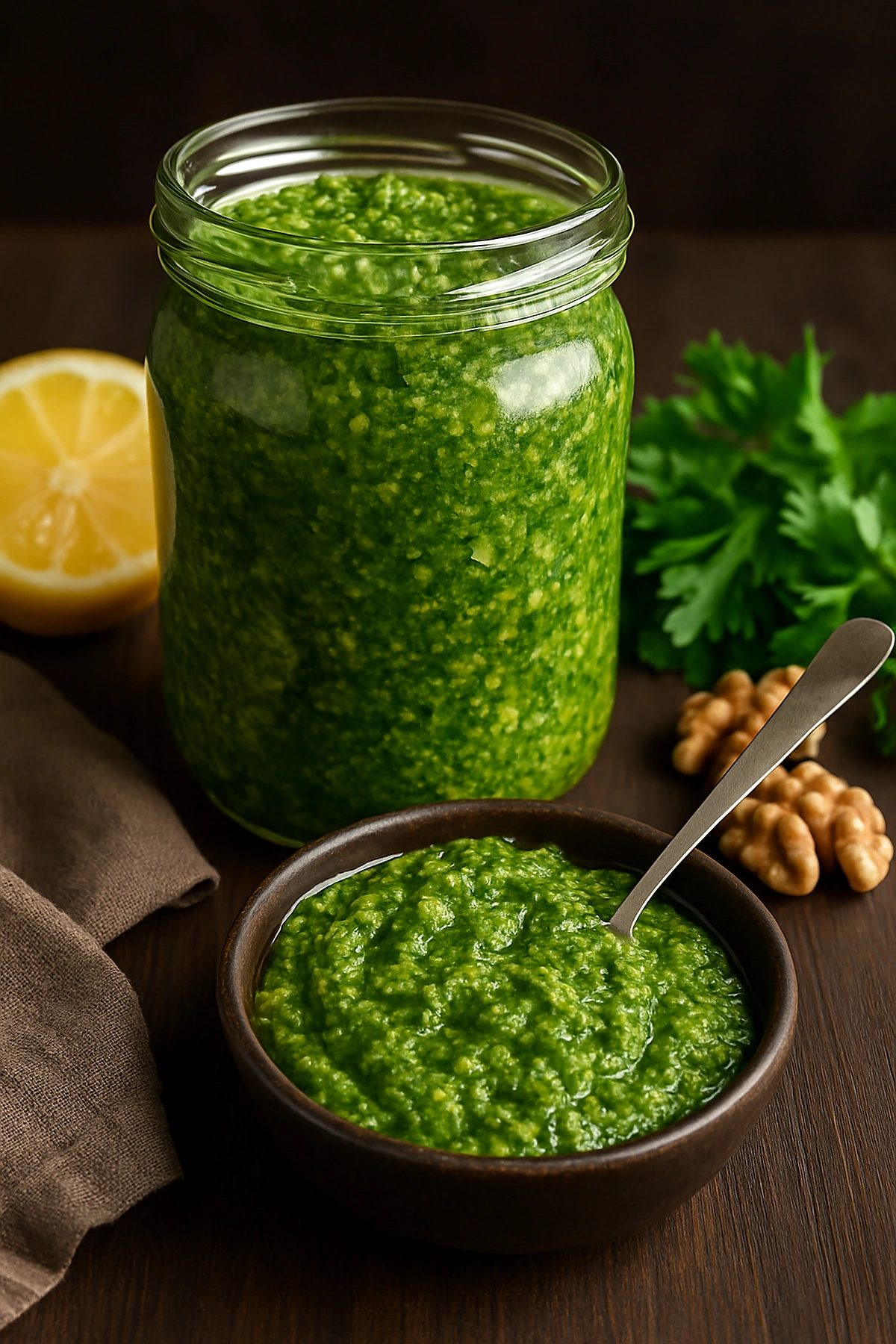 Slika jela Pesto od peršuna i oraha – iseckaj, izmiksaj, prelij 🌿🥣