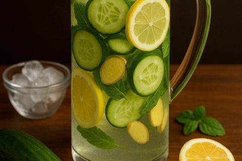 Detox voda sa krastavcem, limunom i đumbirom – osveži, hidrira, pokrene 🍋🥒