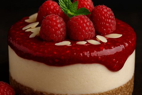 Posni “cheesecake” bez pečenja sa malinama – kremasto, hladno, wow 🍰💗❄️