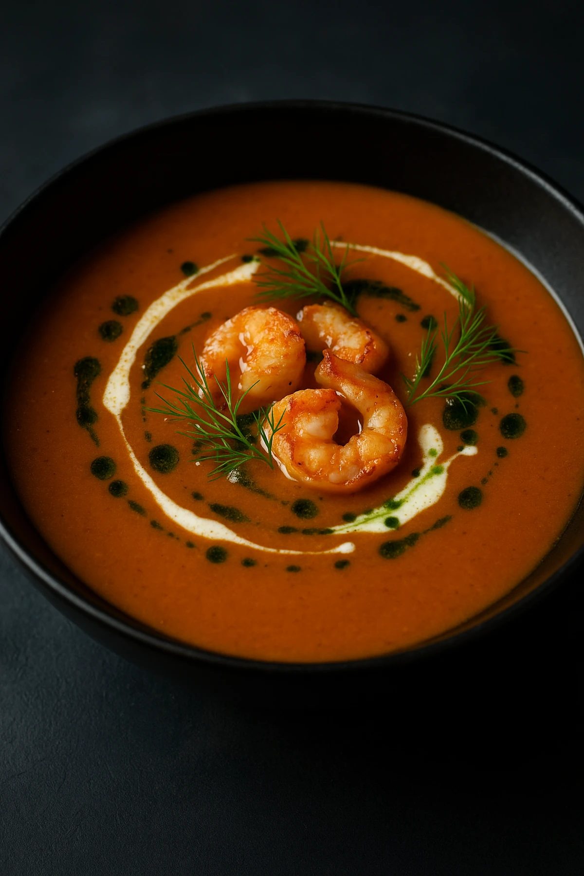 Slika jela Bisque od škampa s konjakom i komoračem 🦐🔥