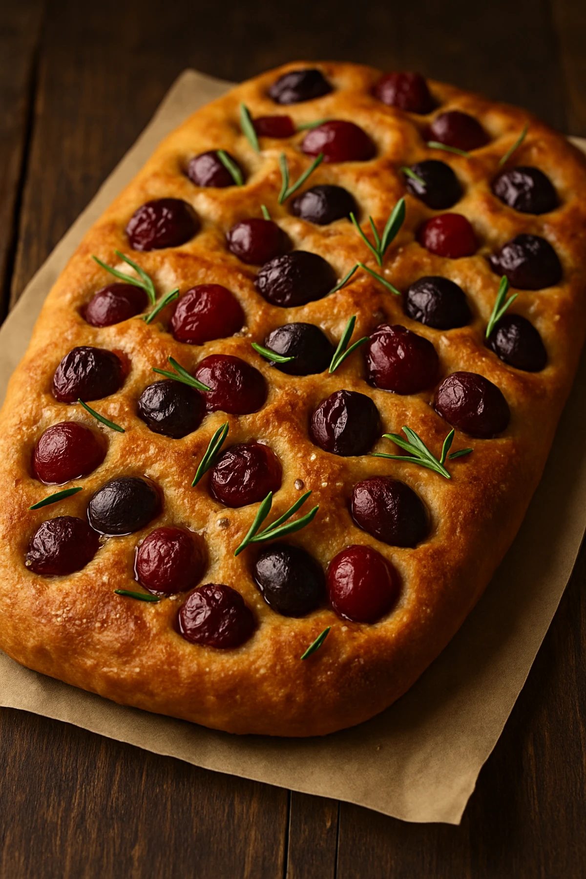 Slika jela Fokača sa grožđem i ruzmarinom (Schiacciata all’uva) 🍇🌿