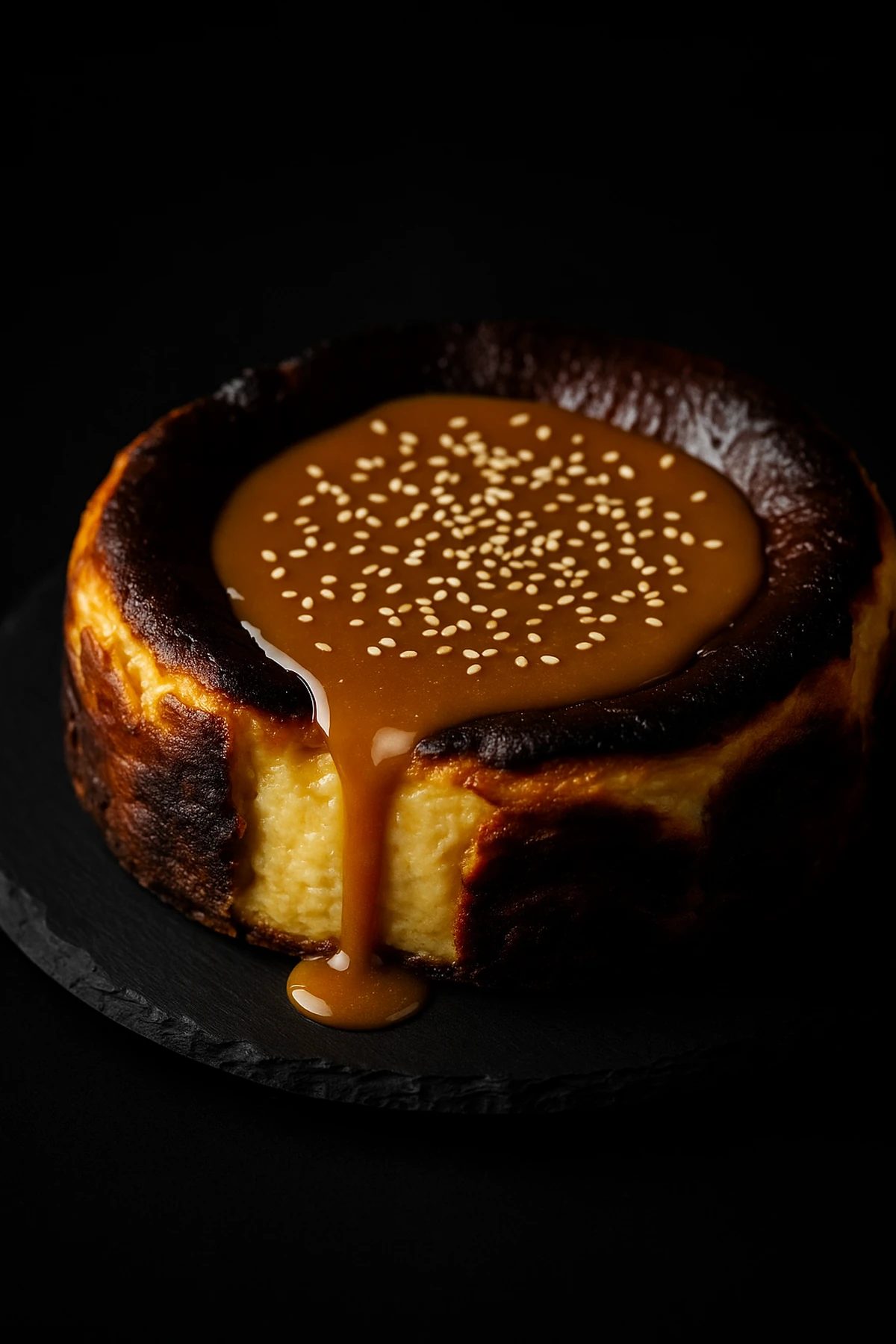 Slika jela Basque cheesecake sa tahini-karamelom 🧀✨