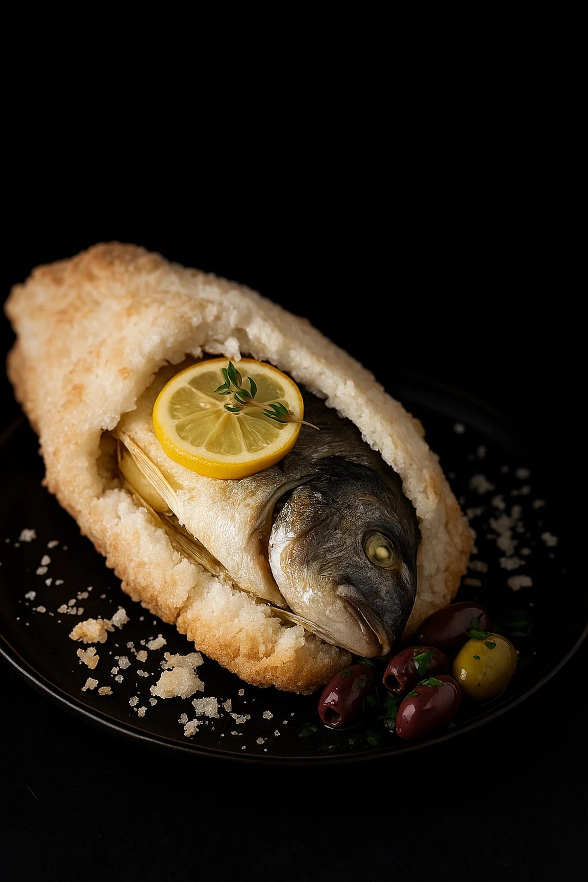 Slika jela Orada pečena u kori od soli + salsa od limuna i maslina 🐟✨