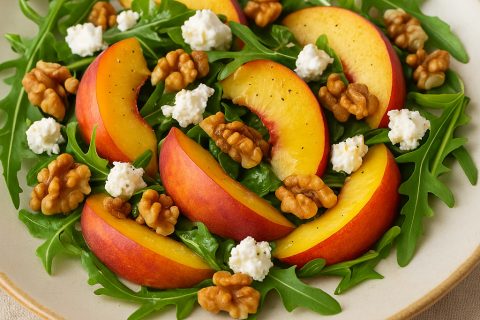 🥗 Letnja salata sa breskvama, rukolom i orasima – lagana čarolija na tanjiru!