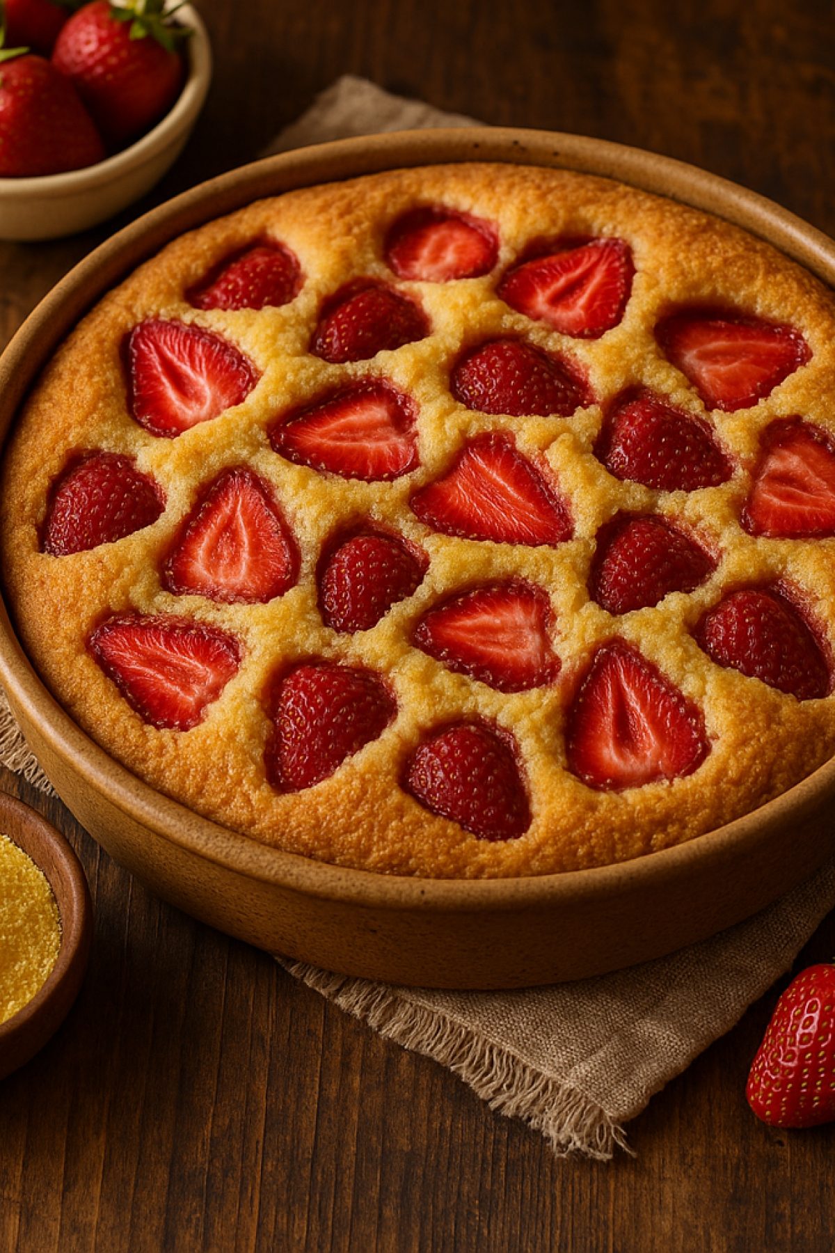 Slika jela 🍓 Rustični kolač sa jagodama i kukuruznim brašnom – letnja bajka iz rerne