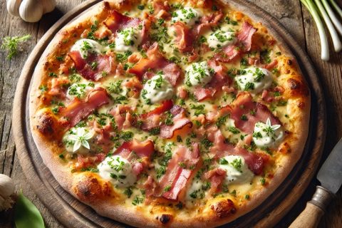Recept za Seljačku Pizzu sa Slaninom, Kajmakom i Sremušem