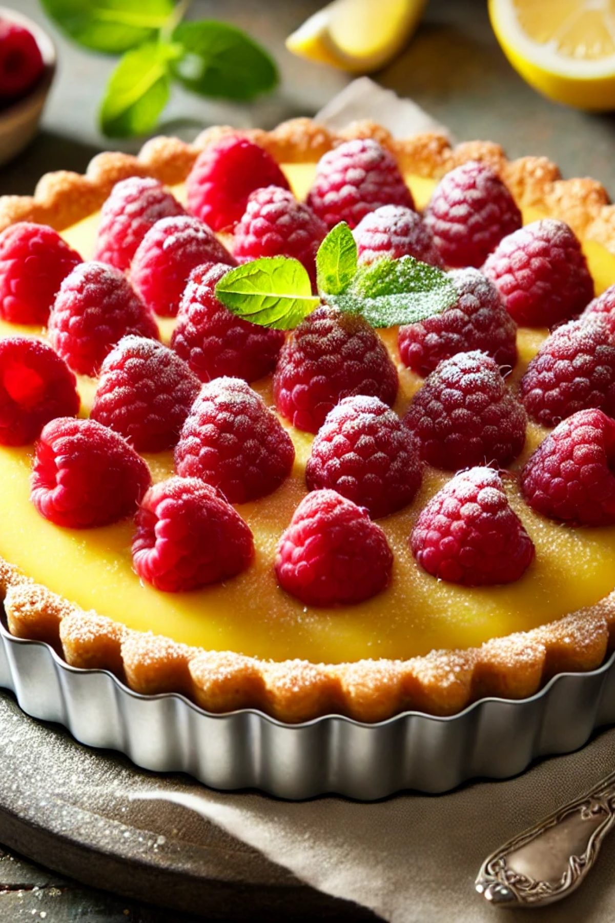 Slika jela Recept za Tart sa Kremom od Limuna i Malinama