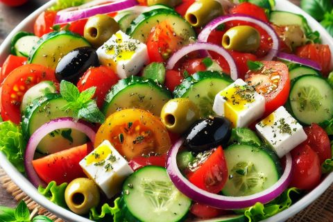 Mediteranska salata sa Feta Sirom i Maslinama