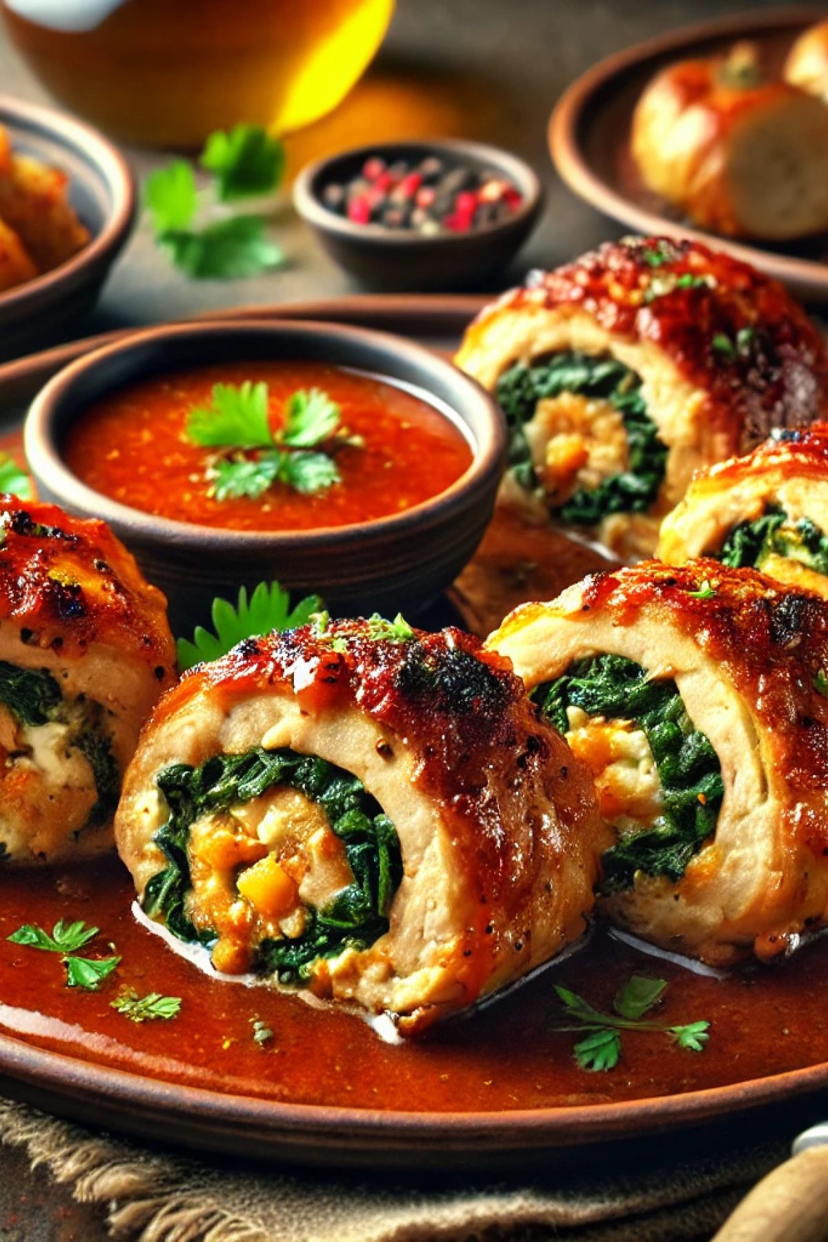 Slika jela Recept za Sočne Punjene Mesne Rolnice sa Sirom i Spanaćem