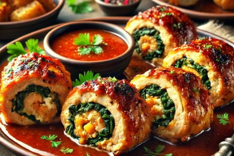 Recept za Sočne Punjene Mesne Rolnice sa Sirom i Spanaćem