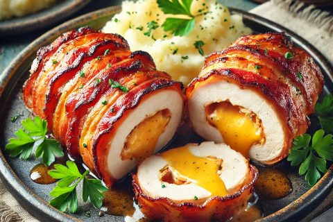 Punjene Pileće Rolnice sa Slaninom i Sirom