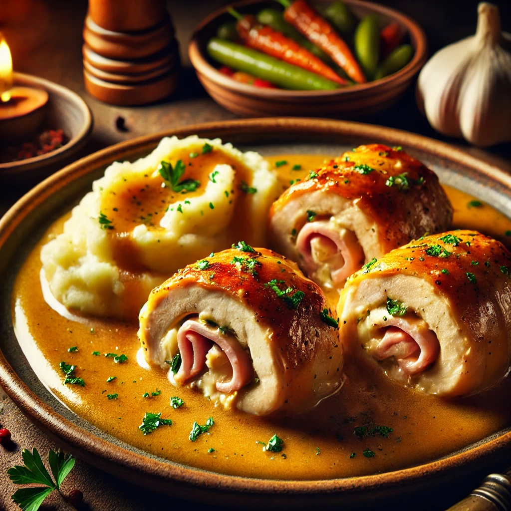 🍗 Punjeni Pileći Rolati u Krem Sosu – Savršen Ručak za Uživanje!