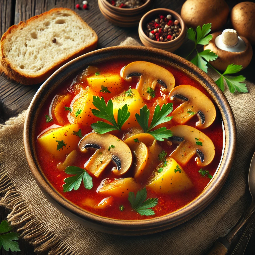 🥘 Paprikaš od krompira sa pečurkama – Posno jelo puno ukusa