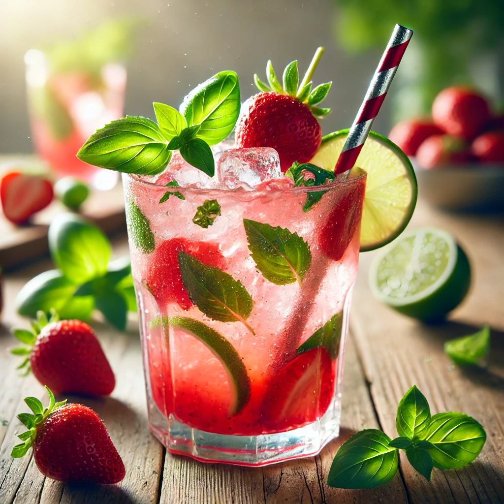 🍓 Magični Mojito sa jagodom i bosiljkom – Osveženje s karakterom