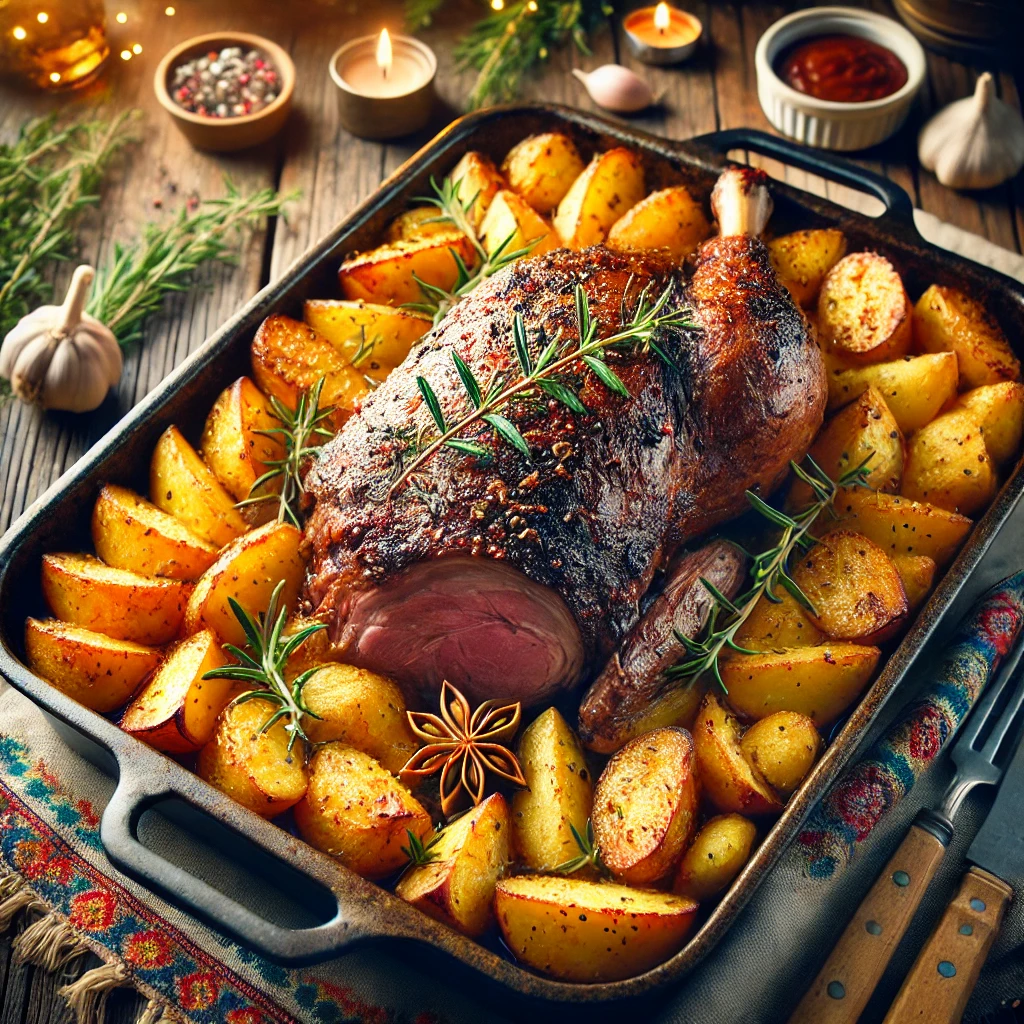 🥩 Pečena jagnjetina sa začinskim krompirom – Praznični klasik za Vaskrs