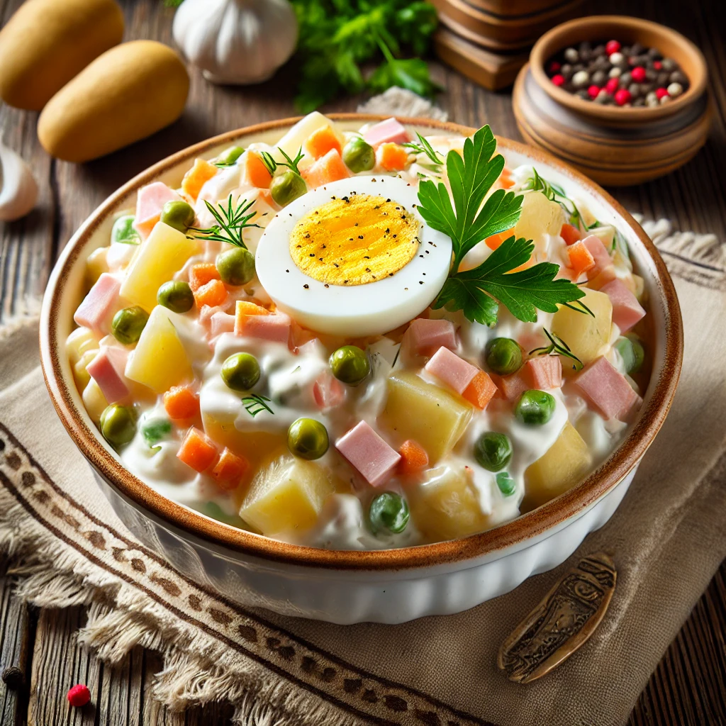 🥣 Ruska Salata – Kremasta Klasika Bez Koje Nema Slavlja