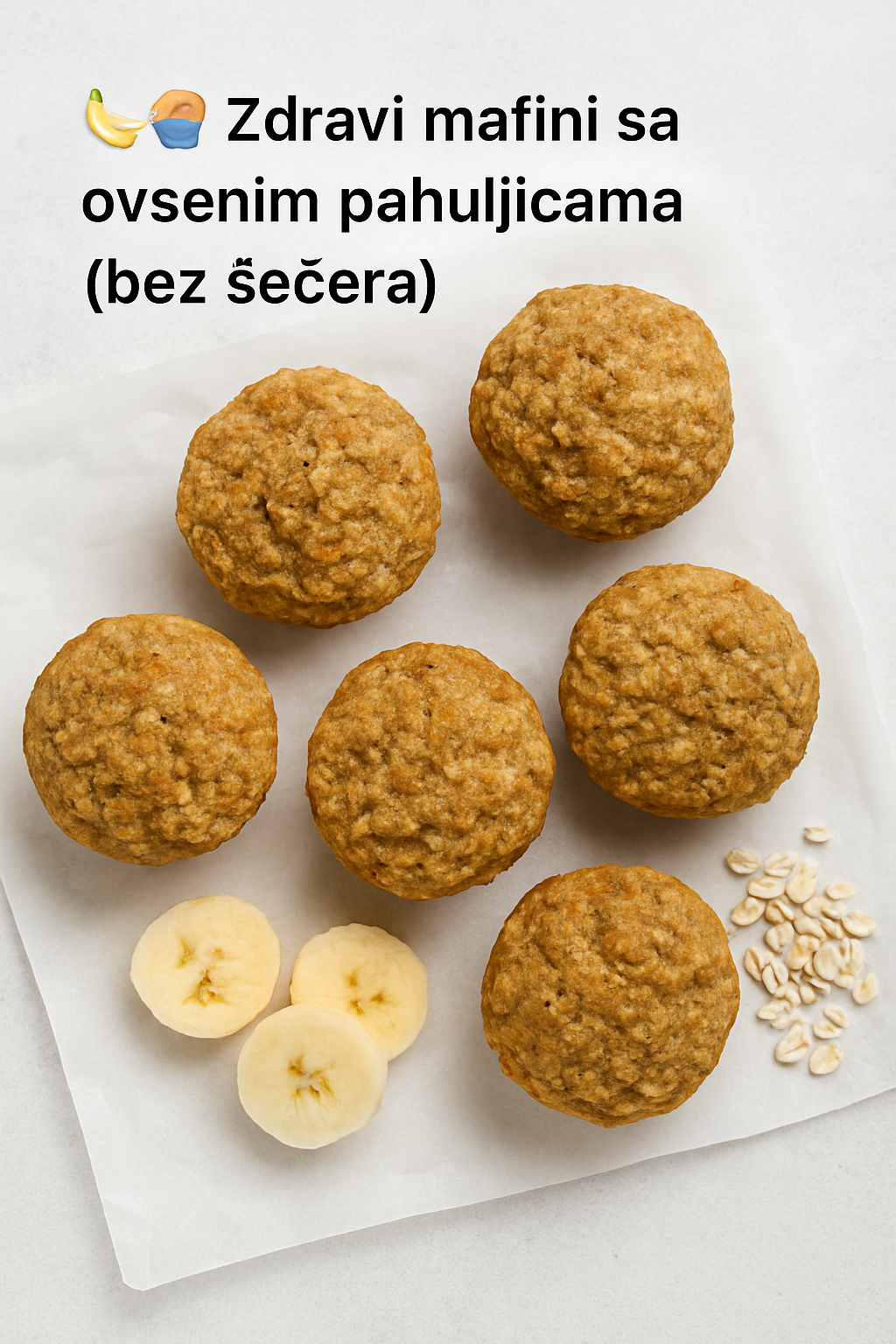 🍌🧁 Zdravi mafini sa ovsenim pahuljicama i bananom (bez šećera)