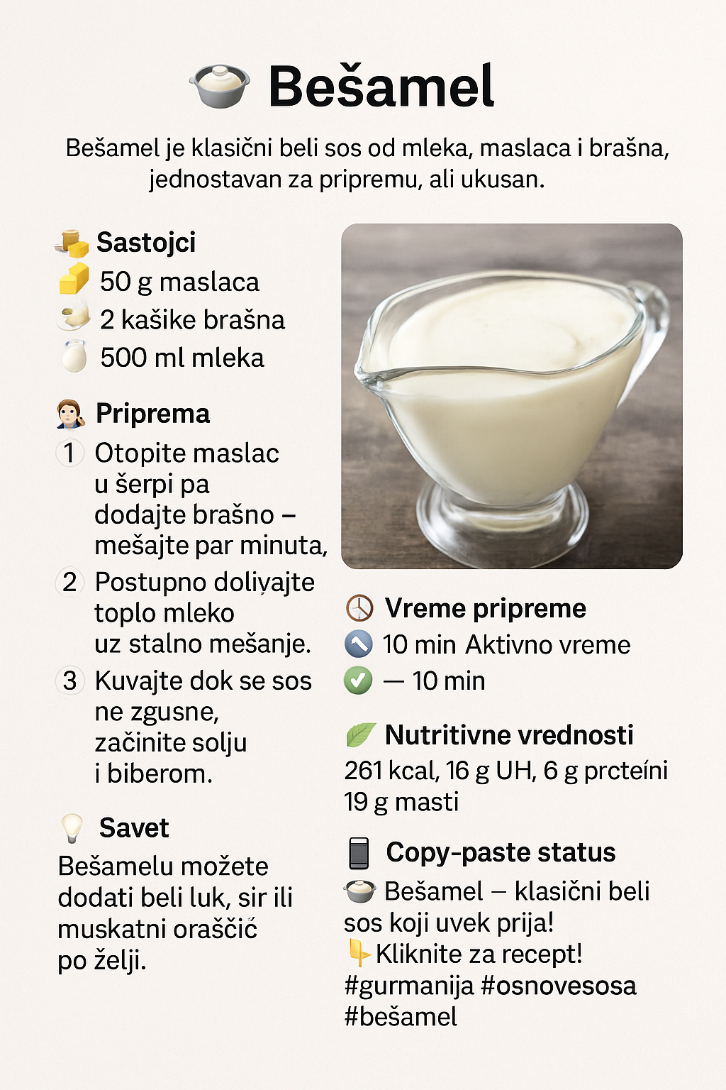 🥛 Bešamel sos