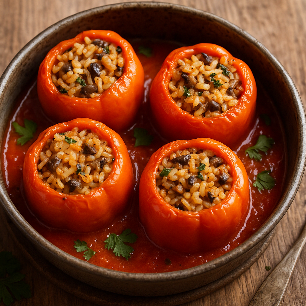 🫑🍚 Posne punjene paprike sa pirinčem i šampinjonima