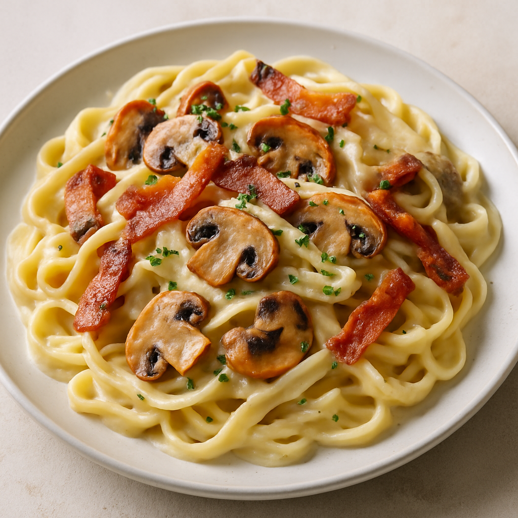 🍝🥓 Kremasta testenina sa slaninom i pečurkama